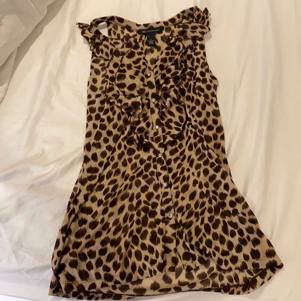 INC ruffle, button-down blousy tank